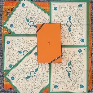 HERMÈS 1990s MARINER STYLE PLACEMATTS W/ORIGINAL BOX- UNUSED SET OF 5